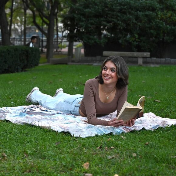 NEW without TAGS Plush Boston South Massachusetts Topo Map Blanket - Picture 1 of 15